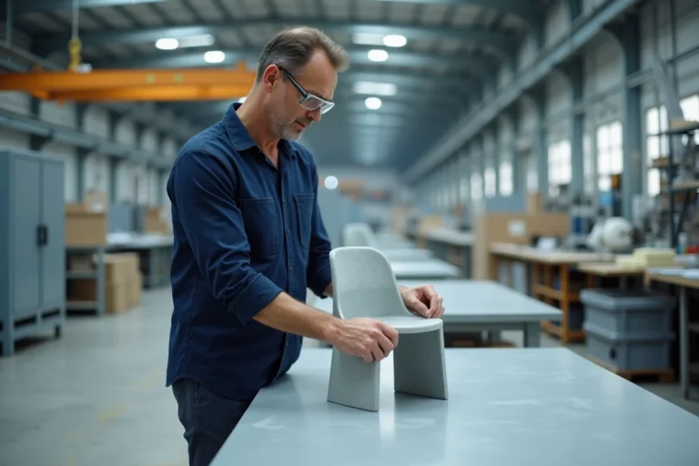 Contrôle qualité d'un fauteuil de jardin Hespéride dans une usine de fabrication moderne