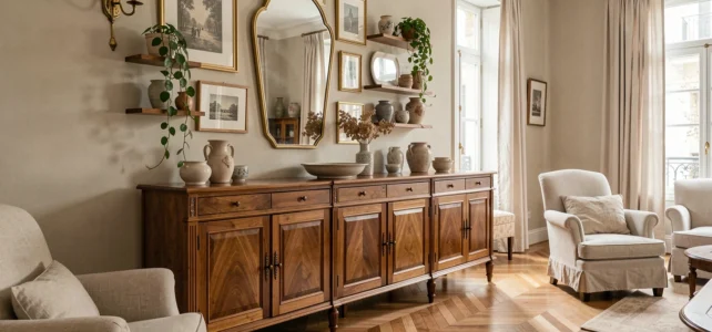 10 idées élégantes pour décorer le mur au-dessus d’un buffet dans votre salon
